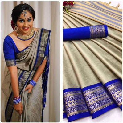 S S CREATION Woven Mysore Pure Silk Saree(Grey)