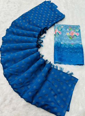 Tradivibe Printed Bollywood Chiffon Saree(Light Blue)