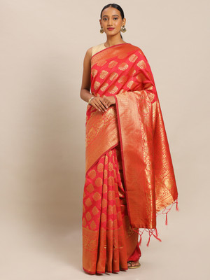 Sangria Woven Banarasi Silk Blend Saree(Red)