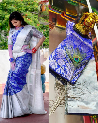 Om Creation Digital Print Bollywood Pure Silk Saree(Multicolor)