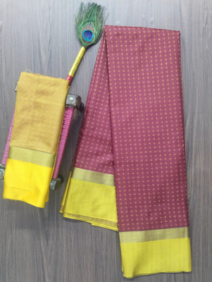 Mervadiya Printed Kanjivaram Pure Cotton, Cotton Silk Saree(Maroon)