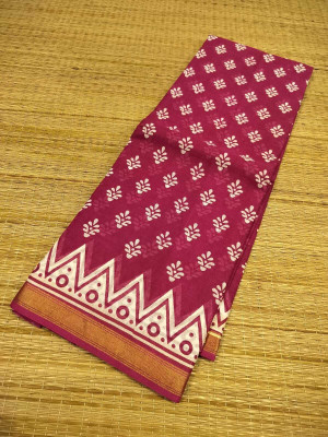 Sayak Creation Printed Chanderi Cotton Blend Saree(Pink)