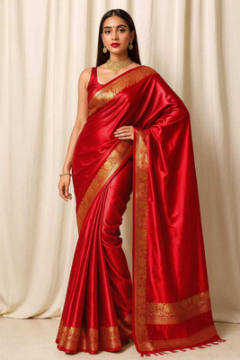 Sijileen Woven Banarasi Satin Saree(Red)