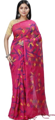 DipDiya Printed Handloom Pure Cotton Saree(Purple)