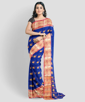 CommonofHouse Self Design Tant Pure Cotton Saree(Multicolor)