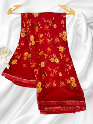 AGV Printed Bandhani Chiffon Saree(Red)