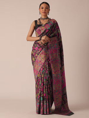 House of Pataudi Woven Banarasi Silk Blend Saree(Black)