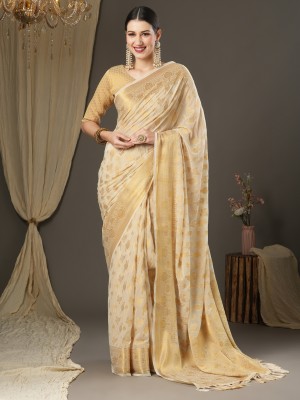 Sareemall Woven Kanjivaram Georgette Saree(Cream)