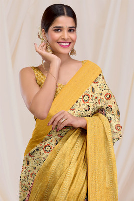 DHARMRAJ ENTERPRISE Digital Print Bollywood Art Silk Saree(Yellow)