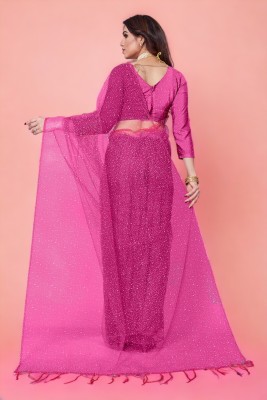 OM AMAR FASHION Self Design Bollywood Net Saree(Pink)