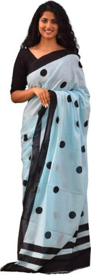Tropwear Printed, Self Design, Digital Print, Hand Painted, Blocked Printed Sambalpuri Pure Cotton Saree(Blue)