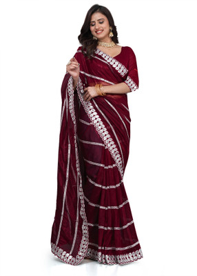 AVIRAT DESIGNER STUDIO Woven Banarasi Silk Blend Saree(Maroon)