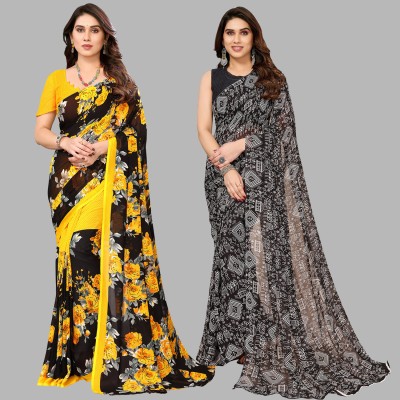 Anand Sarees Floral Print Daily Wear Georgette Saree(Pack of 2, Multicolor)