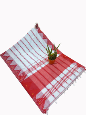 tdandsons Self Design Bollywood Pure Cotton Saree(White)