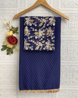 CLICKTHEMALL Printed Bollywood Georgette Saree(Dark Blue)