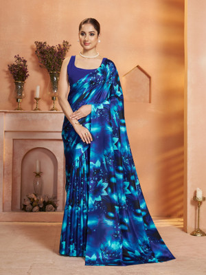 GARDEN VARELI Floral Print Daily Wear Silk Blend Saree(Light Green)
