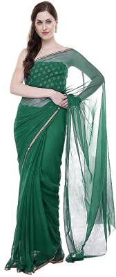 SainiVastra Solid/Plain Daily Wear Chiffon Saree(Green)