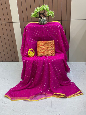 HouseOfCommon Embellished Bollywood Polyester Saree(Purple)