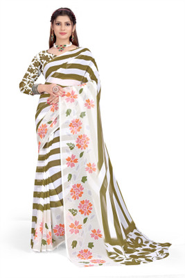 HouseOfCommon Digital Print Bollywood Georgette Saree(Light Green)