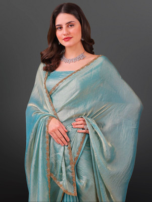 HangerStories Woven Kanjivaram Jimmy choo, Pure Silk Saree(Light Blue)