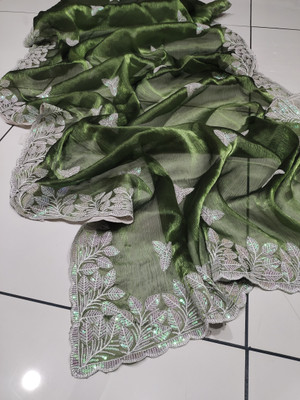 Sucikarman Embroidered, Self Design Bollywood Chiffon Saree(Light Green)