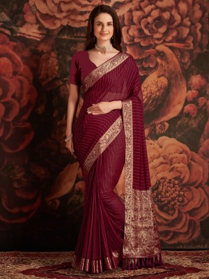 Divastri Woven Banarasi Georgette Saree(Magenta)