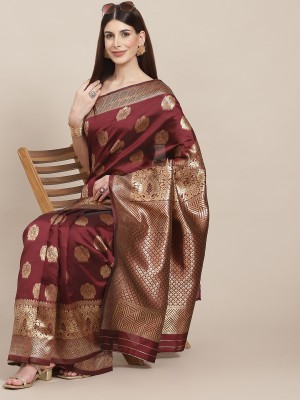 Varanga Woven Banarasi Silk Blend Saree(Maroon)