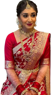 SPOTXY Self Design Kanjivaram Pure Cotton, Cotton Silk Saree(Red)