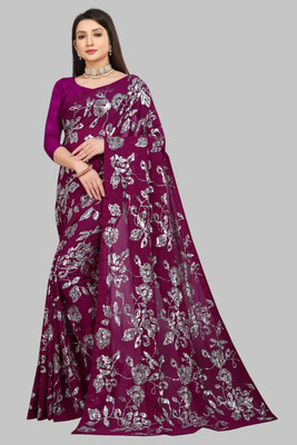 A To Z Cart Embroidered, Embellished Bollywood Georgette Saree(Purple)