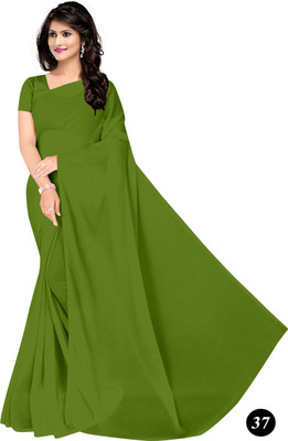 STAVA CREATION Solid/Plain Bollywood Georgette Saree(Light Green)