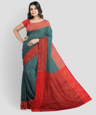 SGN Self Design Banarasi Pure Silk Saree(Dark Green)