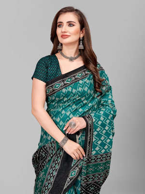 RATAN Printed Daily Wear Pure Cotton Saree(Green)