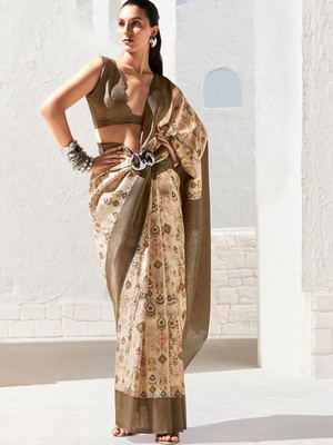ANOUK Woven Chinnalapattu Silk Blend Saree(Beige)