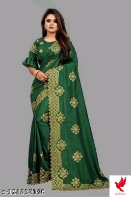 KHODIYAR FASHION Embroidered Bollywood Art Silk Saree(Green)