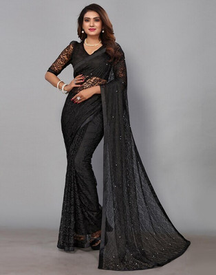 HouseOfCommon Embellished Bollywood Net Saree(Black)