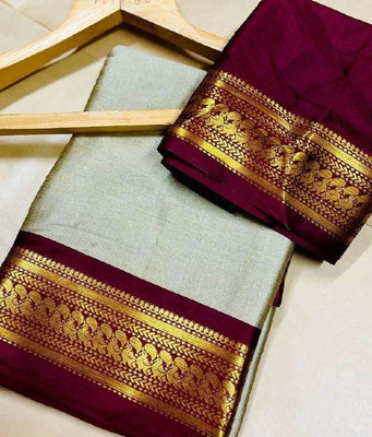 AS CREATION Self Design Kanjivaram Silk Blend Saree(Multicolor)