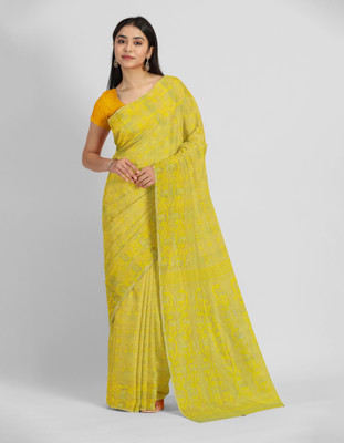 Mayabi Woven Jamdani Cotton Silk Saree(Yellow)