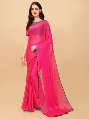 JS Clothing Mart Self Design Ikkat Crepe Saree(Pink)