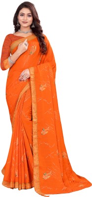 SHREE KRISHNA FASHION PVT LTD Floral Print Bollywood Georgette Saree(Orange)