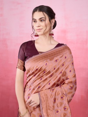 Shreyansh Creations Woven Bollywood Pure Silk Saree(Pink)