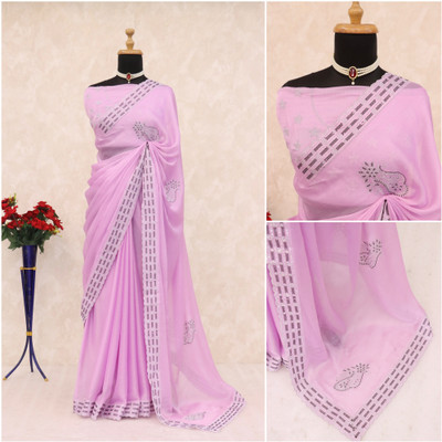 JENNYFEB Embellished Bollywood Pure Silk Saree(Purple)
