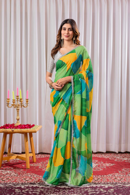 RHEY Printed Bollywood Georgette Saree(Green)
