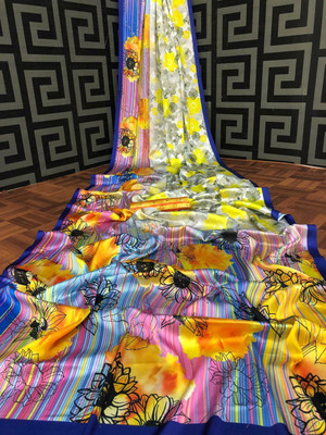 Arpita Fashion Digital Print Bollywood Crepe Saree(Multicolor)