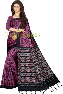 maadurga Printed Sambalpuri Cotton Blend Saree(Pink)