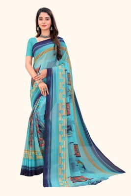 Divastri Printed Bollywood Georgette Saree(Light Blue)