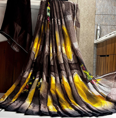 Sita Printed Daily Wear Georgette Saree(Yellow)