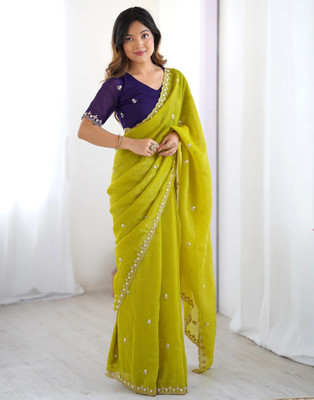 Shree Shyam Creation Embroidered Bollywood Chiffon Saree(Yellow)