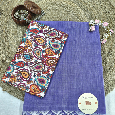 aangmi Self Design Handloom Khadi Saree(Purple)