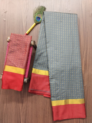 MAANVIT Woven Kanjivaram Art Silk, Pure Silk Saree(Grey)