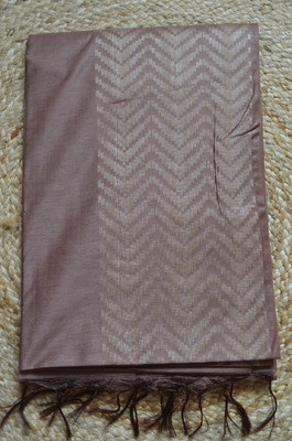 MRIKA Solid/Plain, Embroidered Bhagalpuri Handloom Viscose Rayon Saree(Brown)
